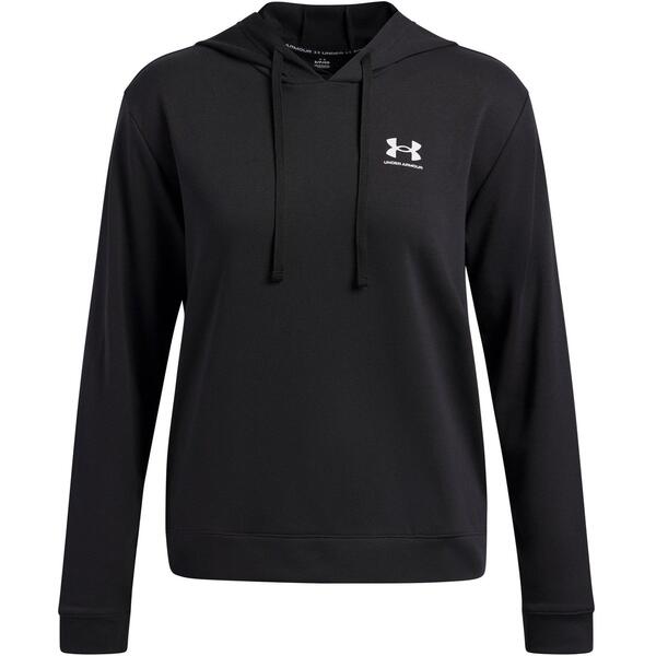 アンダーアーマー レディース アンダーウェア ナイトウェア パイル パーカー Under Armour Women's Rival Terry Over Thead Hoodie Black ブラック｜ReVida 店