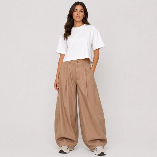 アイソウイットファースト レディース ボトムス カジュアルパンツ プリーツ I Saw It First Pleated Barrel Trousers Neutral|ReVida 店