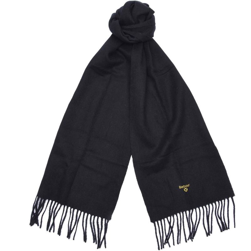 バーブァー メンズ マフラー ストール スカーフ アクセサリー Plain Lambswool Scarf Black 全国総量無料で