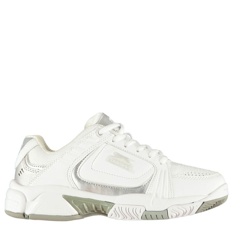 スラセンジャー レディース シューズ スニーカー Slazenger Ladies Tennis Shoes White/Silver 白いこと