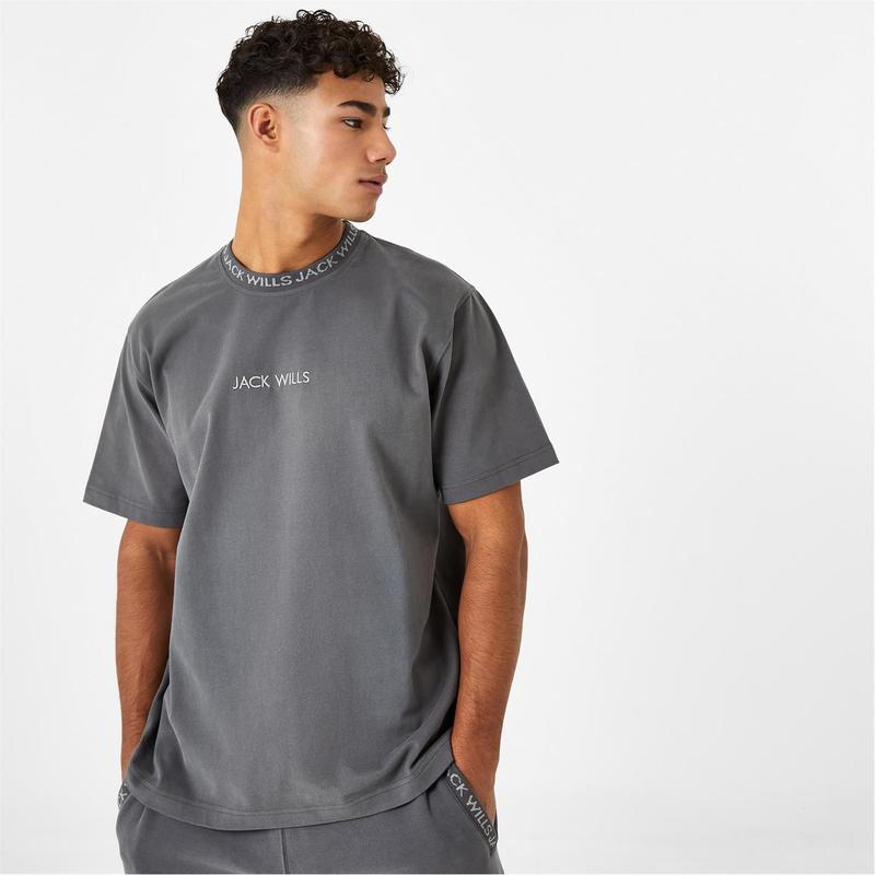 ジャック ウィルス メンズ トップス Tシャツ Jack Wills Jacquard T-Shirt Slate スレート