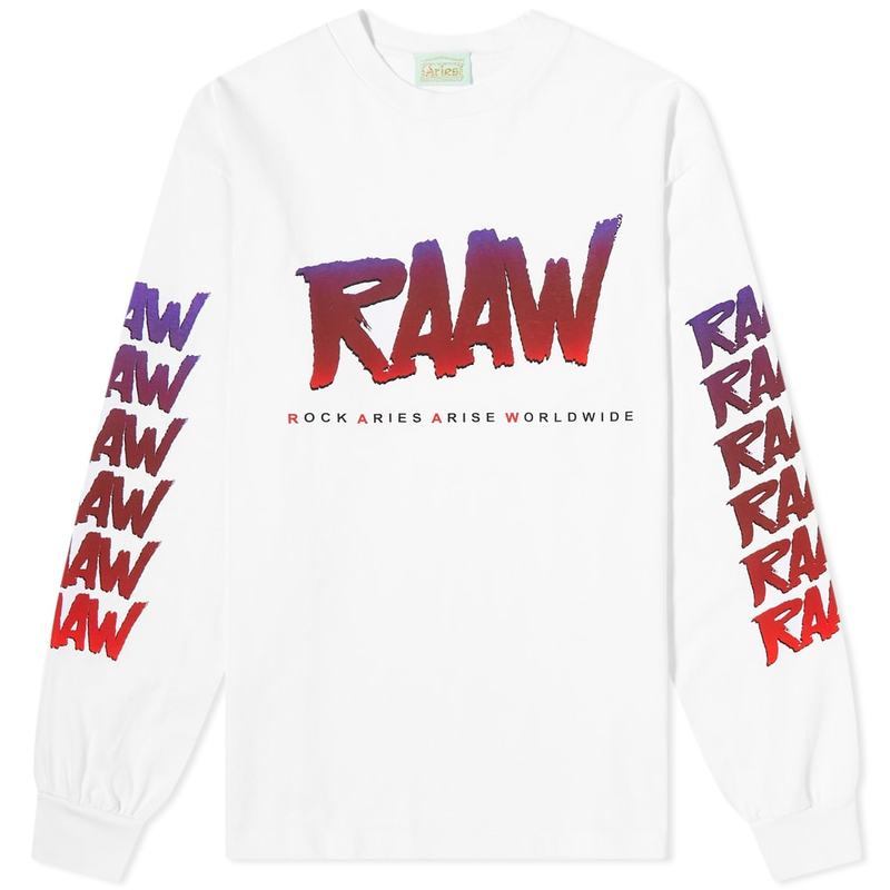 アリーズ レディース Tシャツ トップス Aries Long Sleeve Raww Tee