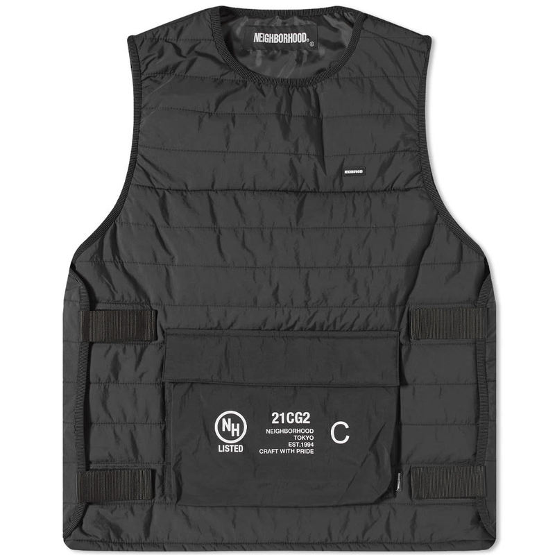 スイーツ柄 ブルー ラスト1点NEIGHBORHOOD PADDED WORK VEST ベスト