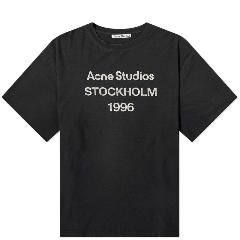 アクネ ストゥディオズ メンズ トップス Tシャツ Acne Studios Exford 1996 Tee Faded Black ブラック｜ReVida 店