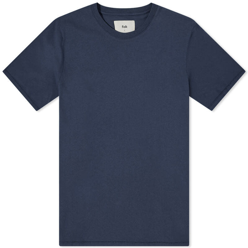フォーク メンズ トップス Tシャツ コントラスト Folk Contrast Sleeve T-Shirt Navy ネイビー