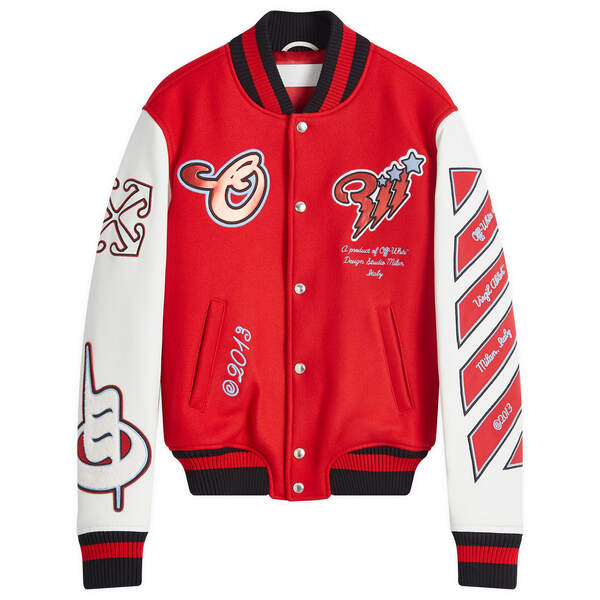 楽天市場】【完売】オフホワイト OFF-WHITE メンズ LEATHER VARSITY