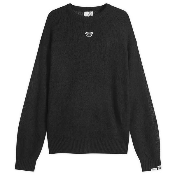 ベイシング エイプ メンズ アウター ニット・セーター ロゴ AAPE by A Bathing Ape AAPE Logo Mohair Knit Sweater Black ブラック 24,336円