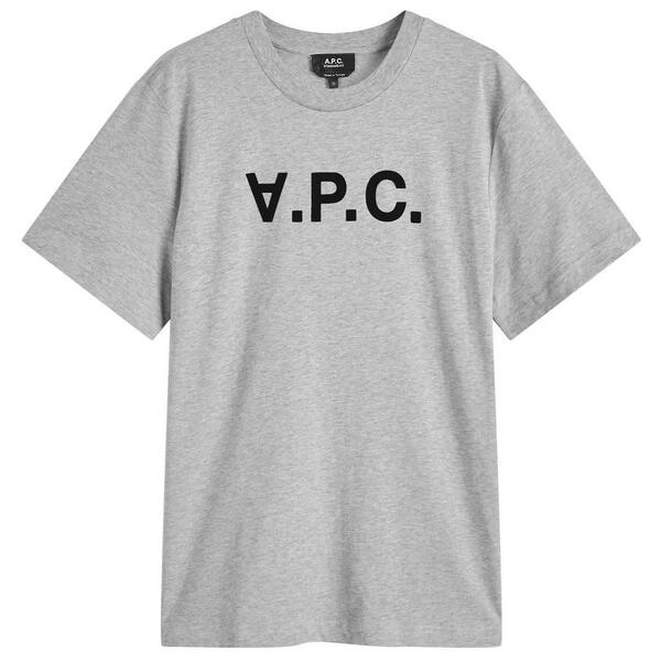 アーペーセー メンズ トップス Tシャツ ロゴ A.P.C. VPC Logo T-Shirt Heathered Grey & Dark Navy グレー