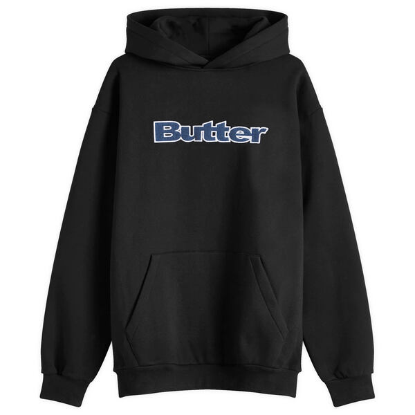 バターグッズ メンズ アウター パーカー・スウェット デニム ロゴ Butter Goods Denim Logo Applique Hoodie Black ブラック