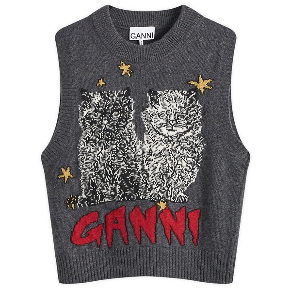 GANNI パープルグラフィックベスト GANNI Graphic Cropped Vest 'Purple' - POIZON