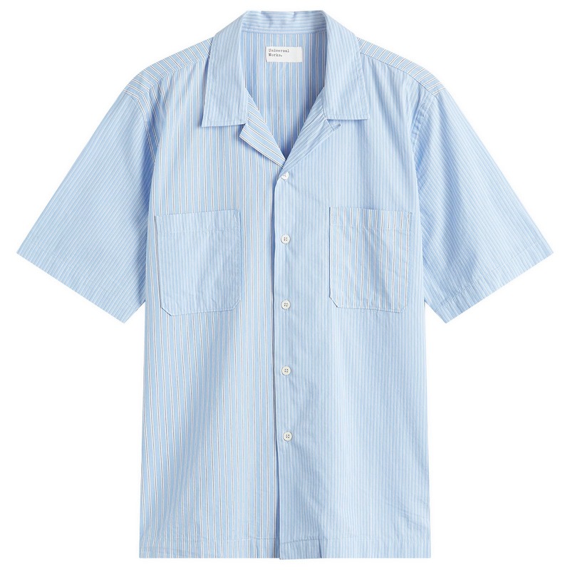 ユニバーサルワークス メンズ トップス シャツ Universal Works Vila Stripesal Road Shirt Blue ブルー