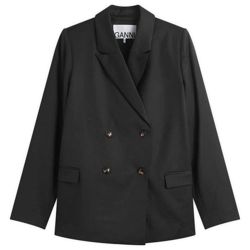 ガニー レディース アウター ジャケット・ブルゾン ウール ブレザー GANNI Calendered Wool Blazer Black ブラック
