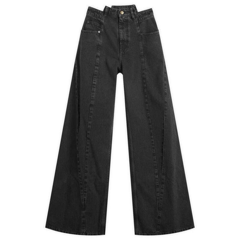 マルタンマルジェラ レディース ボトムス デニムパンツ ジーンズ Maison Margiela Step Waist 5 Pocket Jeans Medium Black Stone ブラック|ReVida 店