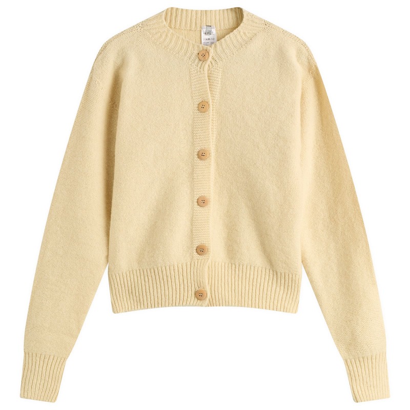 BASERANGEベージュ リブ編み カーディガン BASERANGE（ベースレンジ） カーディガン MACAU CARDIGAN KNMAC CO