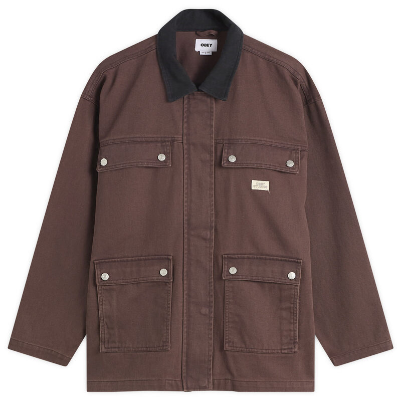 オベイ レディース アウター ジャケット・ブルゾン Obey Fritz Jacket Chocolate Faded Wash チョコレート
