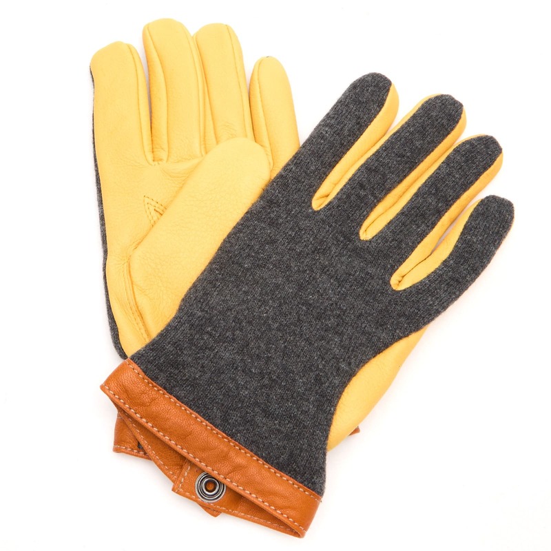 ヘストラ メンズ 付属物 グローブ 絨毛 Hestra Deerskin Wool Tricot Gloves Charcoal \u0026 Natural Yellow 暗灰色 手袋・アームカバー-メンズ手袋