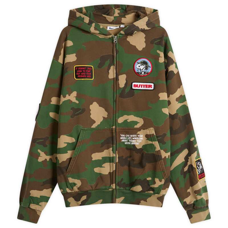 バターグッズ メンズ アウター パーカー・スウェット Butter Goods x Peanuts Patches Zip Hoodie Washed Camo 31,720円