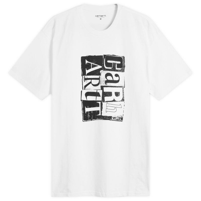 鉄道車両ハート型 メンズ トップス ティーシャツ Carhartt WIP Moving Letterpress T-Shirt White 白いこと メンズファッション-トップス-Tシャツ・カットソー