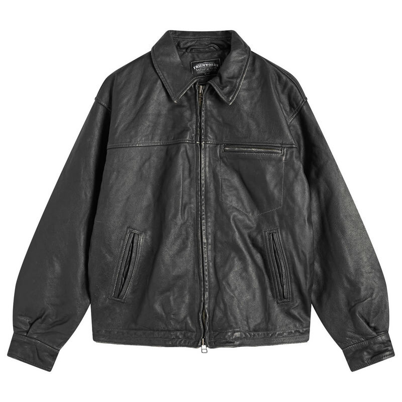 フリズムワークス メンズ アウター ジャケット・ブルゾン レザー FrizmWORKS Destroyed Cowhide Leather Jacket Washed Black ブラック
