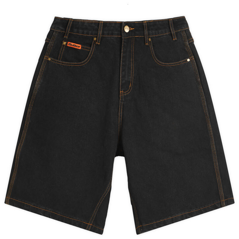 バターグッズ メンズ ボトムス ハーフパンツ・ショーツ ショートパンツ デニム Butter Goods Baggy Denim Shorts Washed Black ブラック