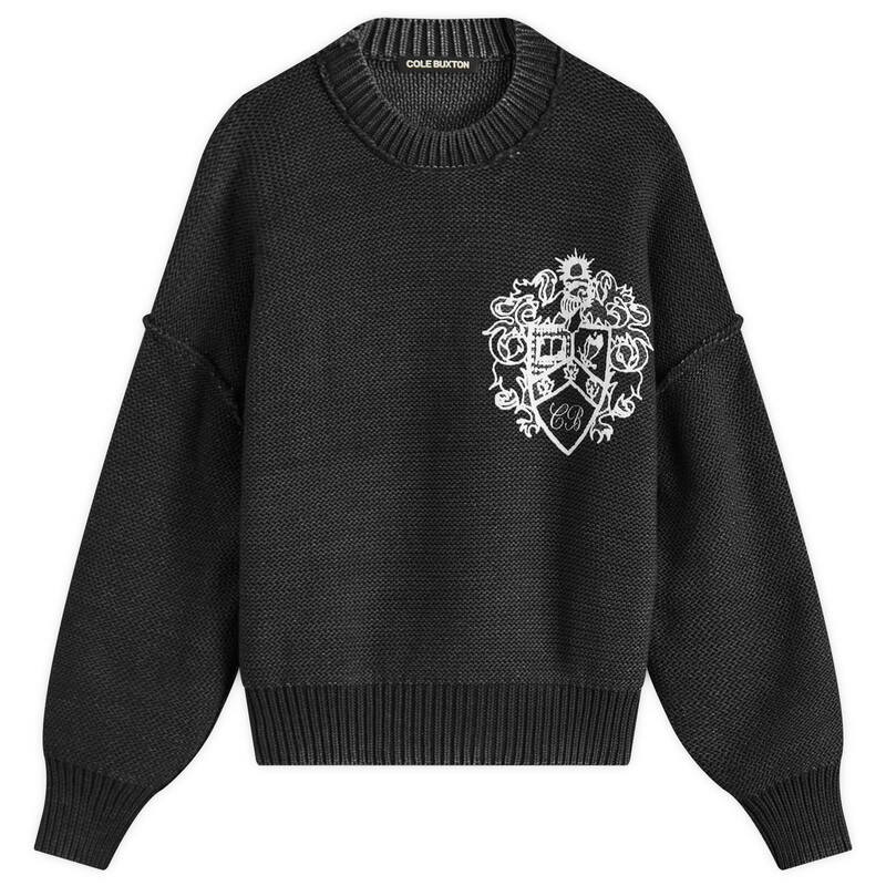 コール バクストン メンズ アウター ニット・セーター Cole Buxton Collegiate Crest Knit Sweater Washed Black ブラック