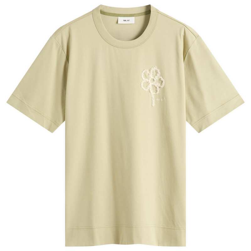NN07 メンズ トップス Tシャツ 刺繍 NN07 Pedro Embroidered Flower T-Shirt Sage Green グリーン