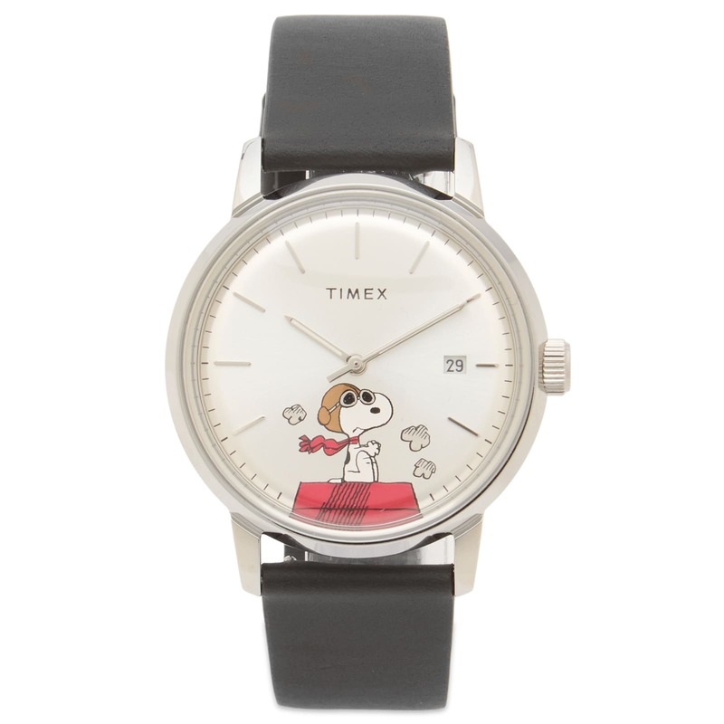 タイメックス メンズ アクセサリー 腕時計 Timex Peanuts Marlin Automatic 40mm Watch Silver & Black ブラック｜ReVida 店