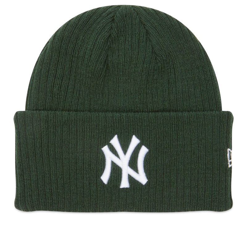 ニューエラ メンズ アクセサリー 帽子 New Era New York Yankees Wide Cuff Beanie Hat Dark Green グリーン