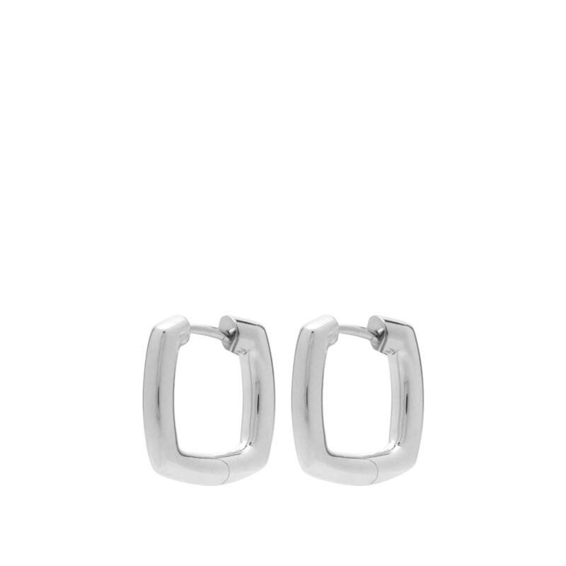 トム白木 メンズ 佩び物 ピアス・イヤリング Tom Wood Frame Hoop Earrings - Small Silver しろがね色