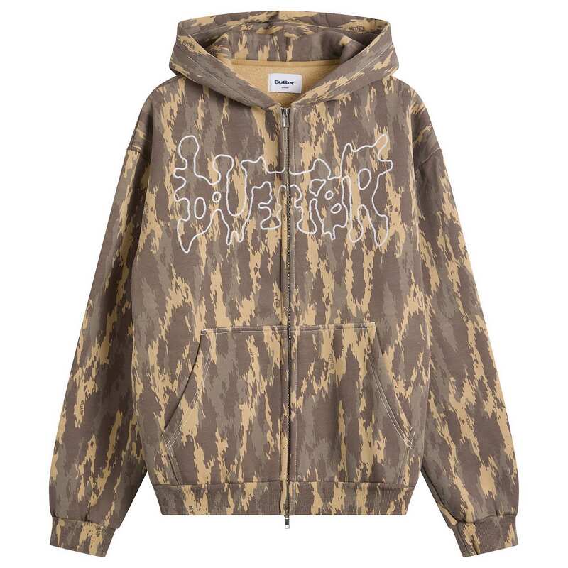 バターグッズ メンズ アウター パーカー・スウェット Butter Goods Blotch Zip Hoodie Washed Camo