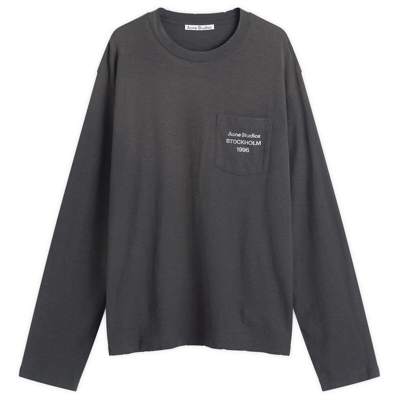 アクネ ストゥディオズ メンズ トップス Tシャツ ロゴ Acne Studios Long Sleeve 1996 Logo Pocket-Shirt Faded Black ブラック｜ReVida 店 57,090円