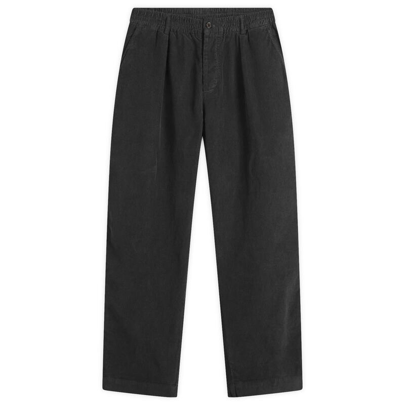 ユニバーサルワークス メンズ ボトムス カジュアルパンツ トラックパンツ プリーツ Universal Works Cat Cord Pleated Track Pant Black ブラック