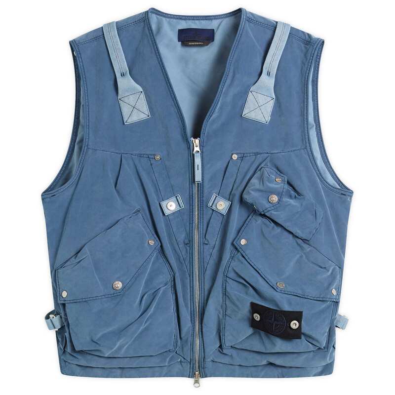 ストーンアイランド メンズ アウター より良い Stone Islandavid Light Indigo-TC Vest Indigo インディゴ
