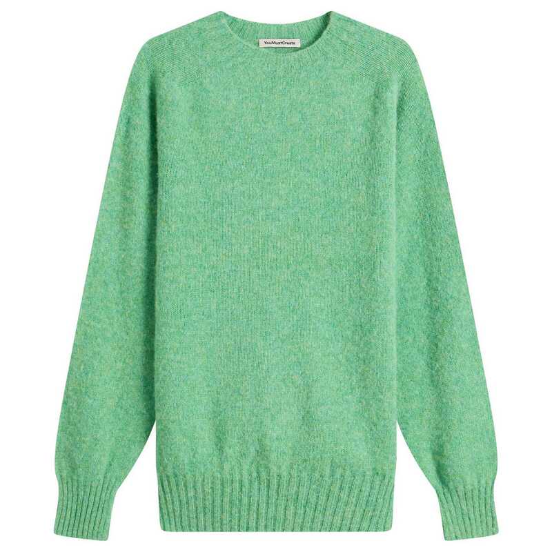 ワイエムシー メンズ アウター ニット・セーター クルーネック スエード YMC Suedehead Crew Neck Jumper Green グリーン