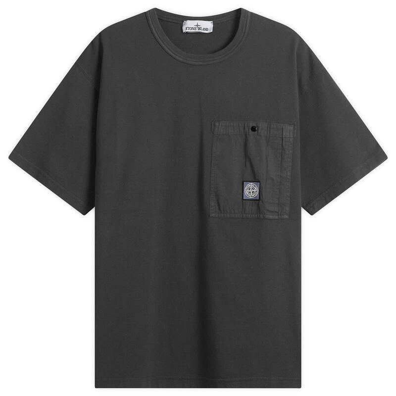 ストーンアイランド メンズ トップス Tシャツ ロゴ Stone Island Patch Logo Pocket-Shirt Black ブラック