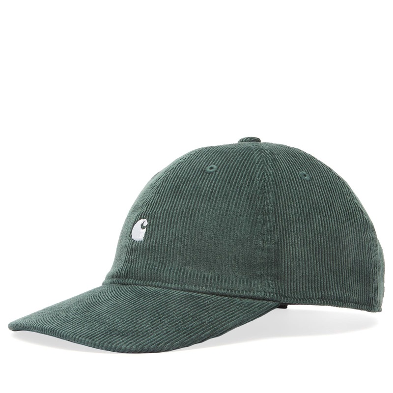 カーハート メンズ アクセサリー 帽子 コーデュロイ キャップ Carhartt WIP Harlem Corduroy Cap Kale Green & White ホワイト|ReVida 店