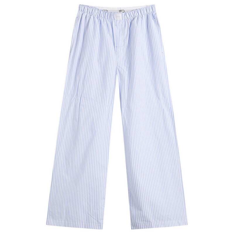 カルバンクライン レディース ボトムス カジュアルパンツ コットン Calvin Klein Cotton Poplin Sleepant Sera Stripe Blue Descent ブルー