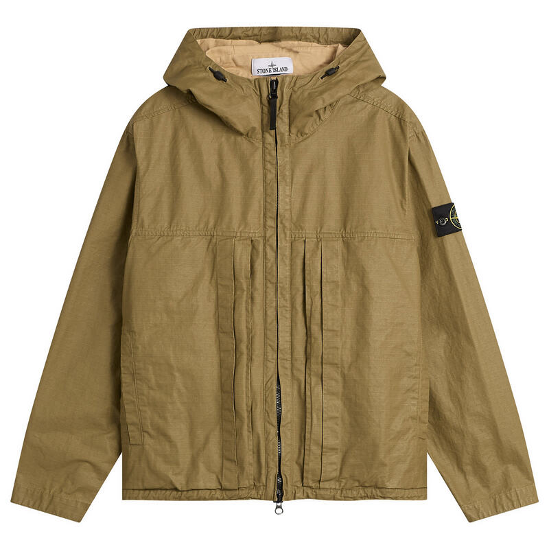 ストーンアイランド メンズ アウター 上衣・上衣 パーカー 綿織物 厚地の外套 Stone Islandouble Coated Cotton Ripstop Short Parka Military Green 緑であること