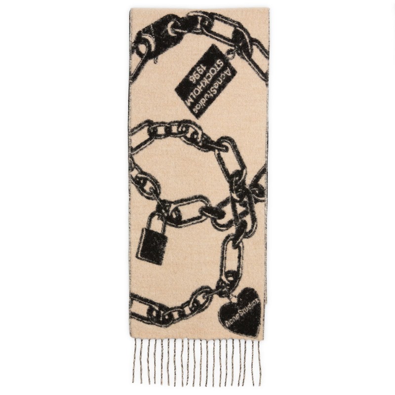 アクネ ストゥディオズ レディース 付属物 えり巻き・袈裟・えり巻き Acne Studios Vilma Chain Scarf Beige \u0026 Black 黒いこと