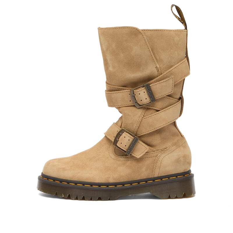 ドクターマーチン メンズ シューズ ブーツ・レインブーツ Dr. Martens Anistone Strap High Boot Savannah Tan Bronx Suede タン