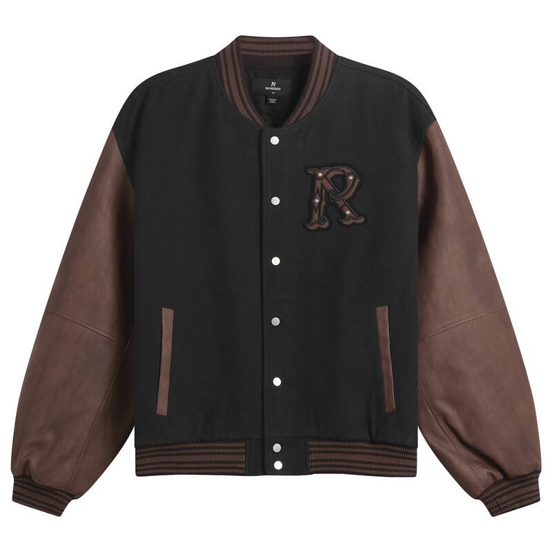 リプレゼント メンズ アウター ジャケット・ブルゾン ヴィンテージ Represent Vintage Varsity Jacket Jet Black ブラック