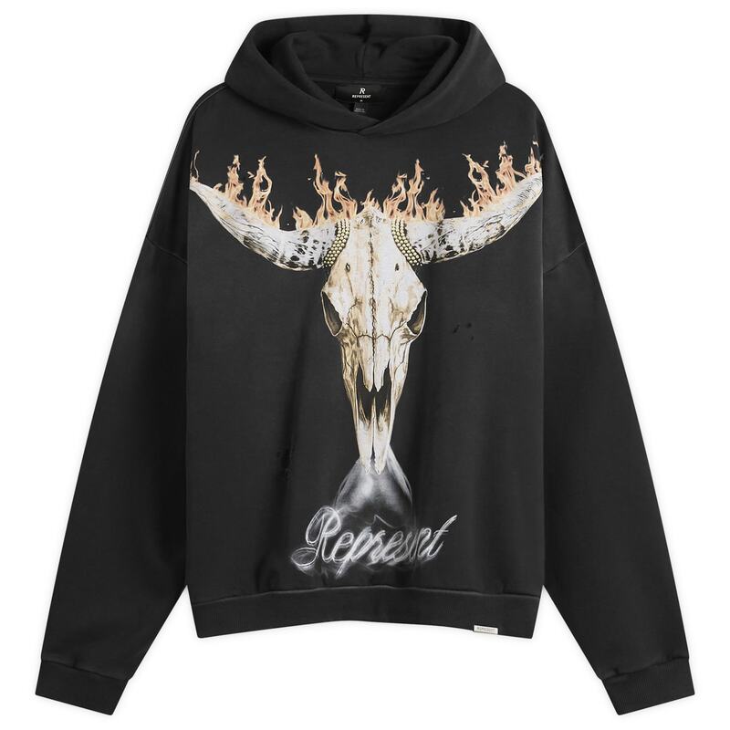 リプレゼント メンズ アウター パーカー・スウェット Represent British Cowboys Hoodie Stained Black ブラック