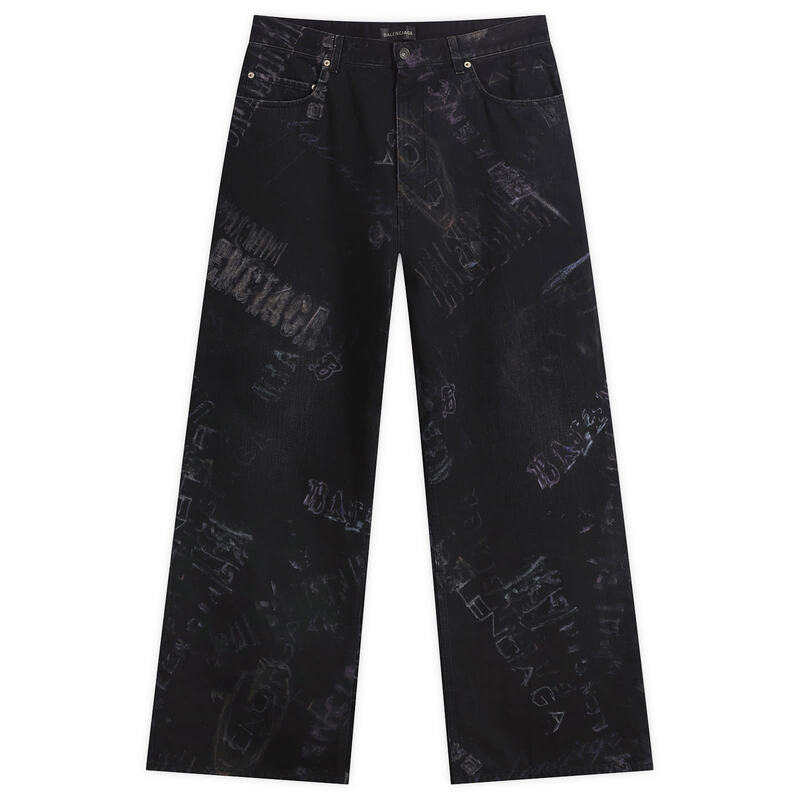 バレンシアガ メンズ ボトムス 心地よいズボン下 Balenciaga Washed Crayon Baggy Trousers Black Fade Out 黒いこと