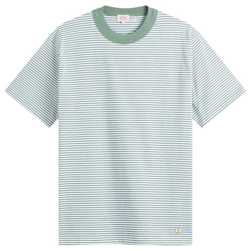 アルモーリュックス メンズ トップス Tシャツ Armor-Lux Fine Stripe T-Shirt Ivy/Blanc ストライプ