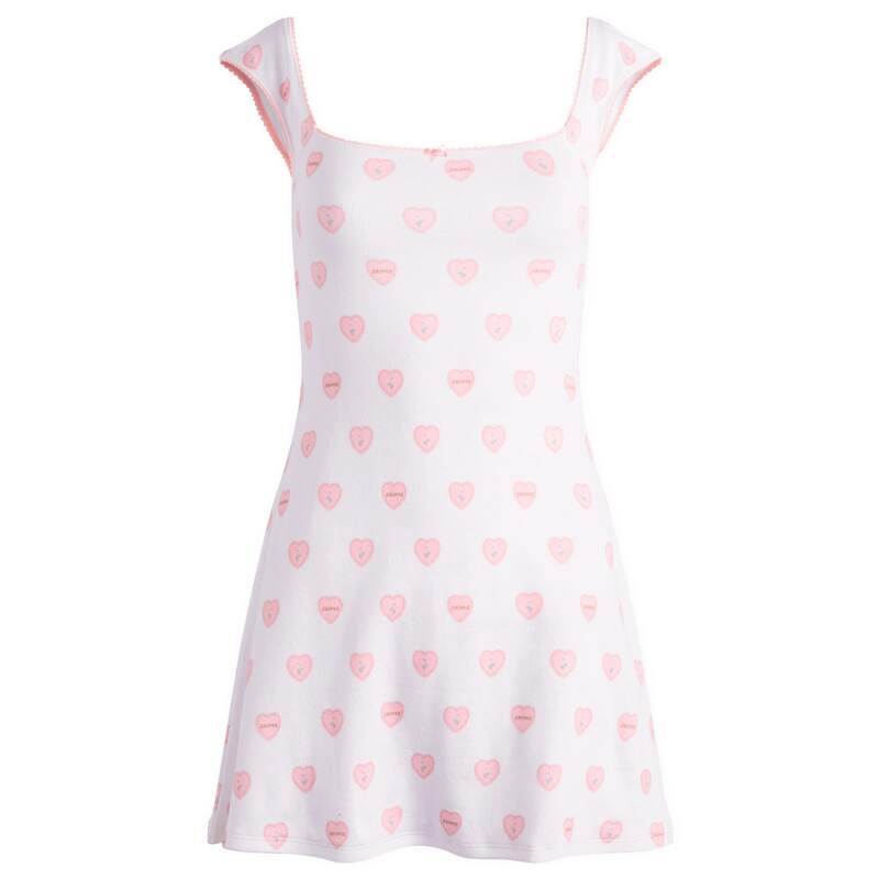 スキムズ レディース トップス 衣装 ミニ 旗がしら SKIMS Pointelle Cap Sleeve Mini Dressnow Lace Hearts