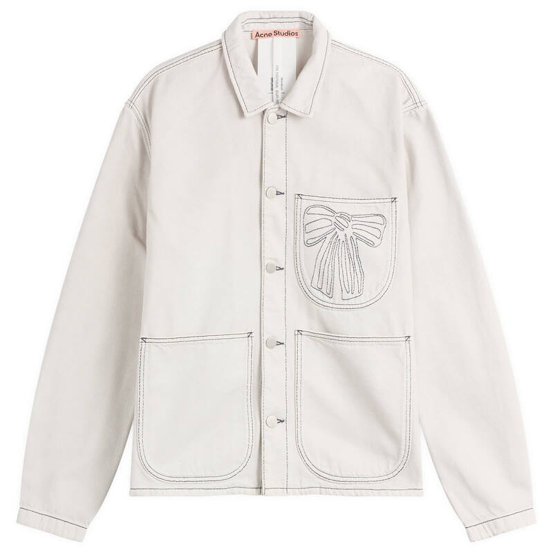 アクネ ストゥディオズ メンズ アウター ジャケット・ブルゾン デニム Acne Studios Bow Denim Chore Jacket White/Ecru ホワイト|ReVida 店