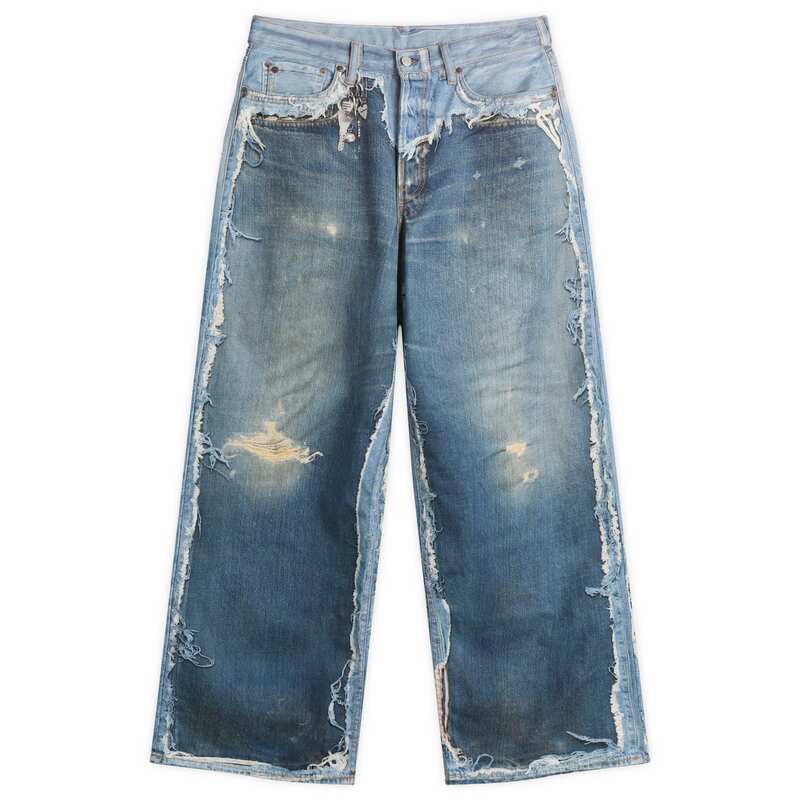 アクネ ストゥディオズ メンズ ボトムス デニムパンツ プリント ジーンズ Acne Studios 1981 Trompe l ’ oeil Skeleton Print Jeans Mid Blue ブルー