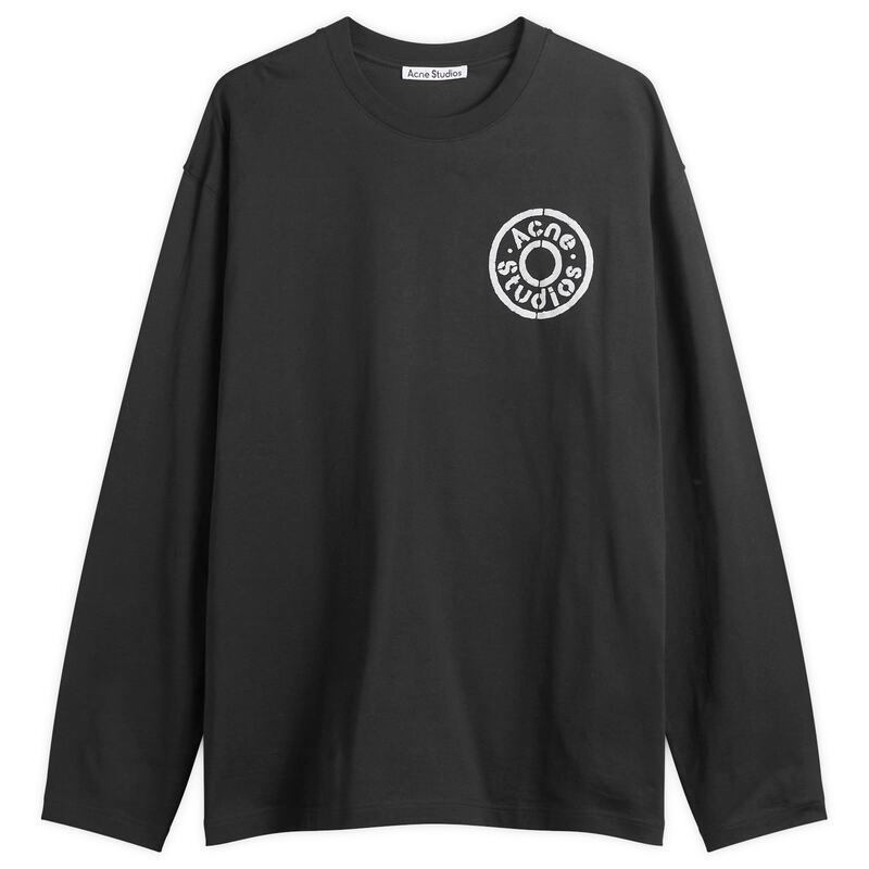 アクネ ストゥディオズ メンズ トップス ティーシャツ ロゴタイプ Acne Studios Button Logo Long Sleeve T-Shirt Black 黒いこと トップス-メンズファッション-Tシャツ・カットソー
