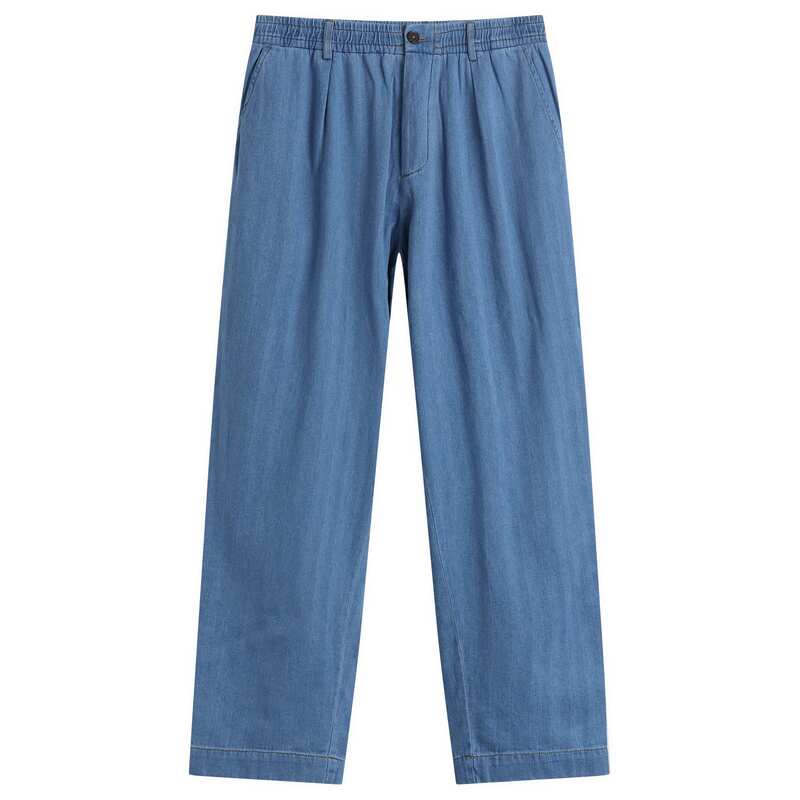 ユニバーサルワークス メンズ ボトムス カジュアルパンツ トラックパンツ プリーツ Universal Works Herringbone Rec. Pleated Track Pant Washed Indigo インディゴ