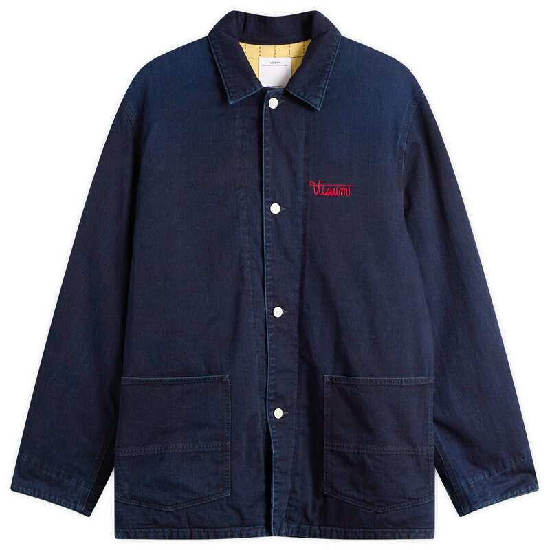 ビズビム メンズ アウター 上衣・上衣 厚地の外套櫂 プルオーバー 落ちこむ Visvim Osiris Down Coverall Damaged Shirt Jacket Indigo インディゴ